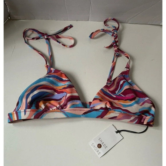 Shade & Shore Women's Shoulder Tie Triangle Bikini Top size S - Picture 1 of 4